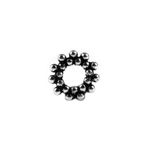 Beaded circle silver overlay over copper ring blank with raised granule design handcrafted in India for wholesale jewelry making