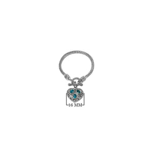 Wholesale Sterling Silver Woven Bracelet With Blue Topaz Quartz Heart Medallion