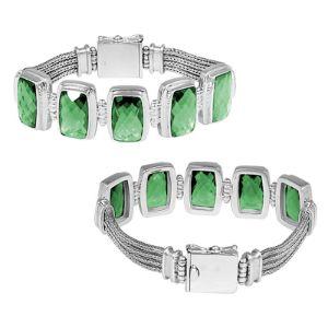 SB-1847-GQ Sterling Silver Bracelet With Green Quartz Jewelry Bali Designs Inc 