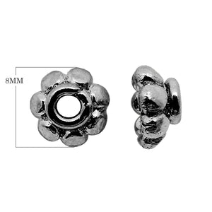 Black rhodium overlay petal floral copper spacer bead handcrafted in India for wholesale jewelry making