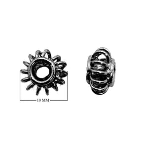 Black rhodium overlay sunburst floral copper spacer bead handcrafted in India for wholesale jewelry making