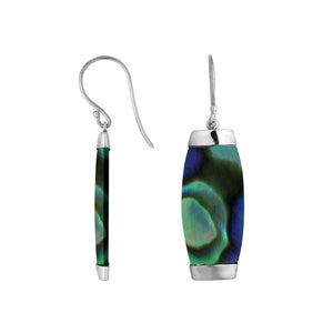 Sterling silver earring with Abalone Shell long curved drop design, handcrafted wholesale jewelry from Bali