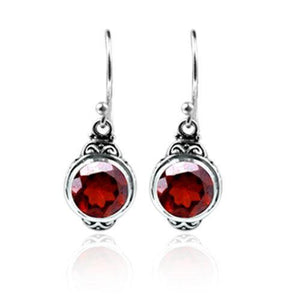 Sterling Silver Garnet Quartz Round Hook Earrings For Wholesale Collection