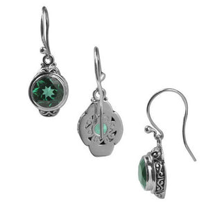 Sterling Silver Green Quartz Round Hook Earrings For Wholesale Collection