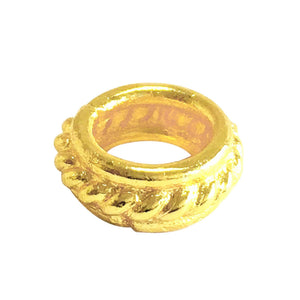 Handcrafted Bali large hole spacer bead with 18K gold overlay, India