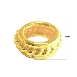 Handcrafted Bali large hole spacer bead with 18K gold overlay, India
