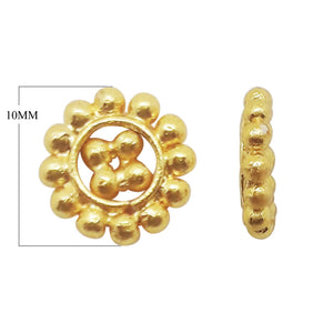 SG-123-10MM 18K Gold Overlay Spacers Beads Bali Designs Inc