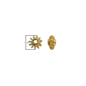 18K gold overlay petite sunburst Bali spacer bead handcrafted in India for wholesale jewelry making