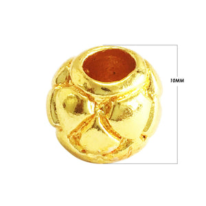 18K gold overlay large hole Bali spacer bead handcrafted in India with faceted dome design for wholesale jewelry making