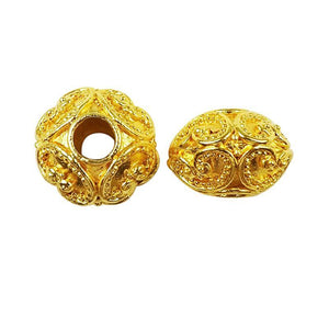 18K gold overlay ornate panel Bali spacer bead handcrafted in India for wholesale jewelry making