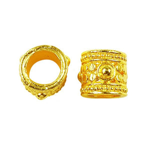 18K gold overlay studded barrel Bali spacer bead handcrafted in India for wholesale jewelry making