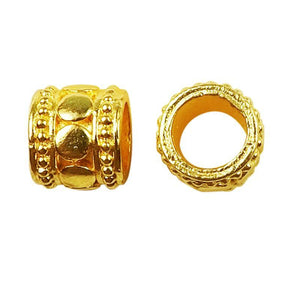 18K gold overlay beaded edge barrel Bali spacer bead handcrafted in India for wholesale jewelry making