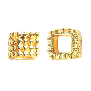 18K gold overlay large hole square hammered Bali spacer bead handcrafted in India for wholesale jewelry making