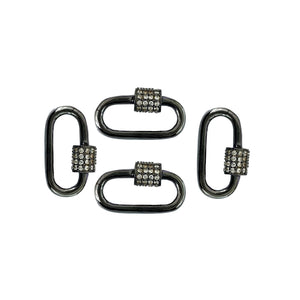 SL-8024-BR-24X11MM Black Rhodium Overlay Carabiner lock With Cubic Zirconia Jewelry Bali Designs Inc
