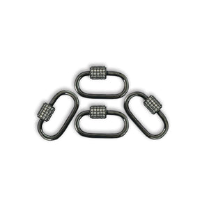 SL-8024-BR-27X14MM Black Rhodium Overlay Carabiner lock With Cubic Zirconia Jewelry Bali Designs Inc