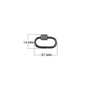 SL-8024-BR-27X14MM Black Rhodium Overlay Carabiner lock With Cubic Zirconia Jewelry Bali Designs Inc