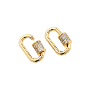 18K gold overlay carabiner lock over copper with cubic zirconia handcrafted in India for wholesale jewelry