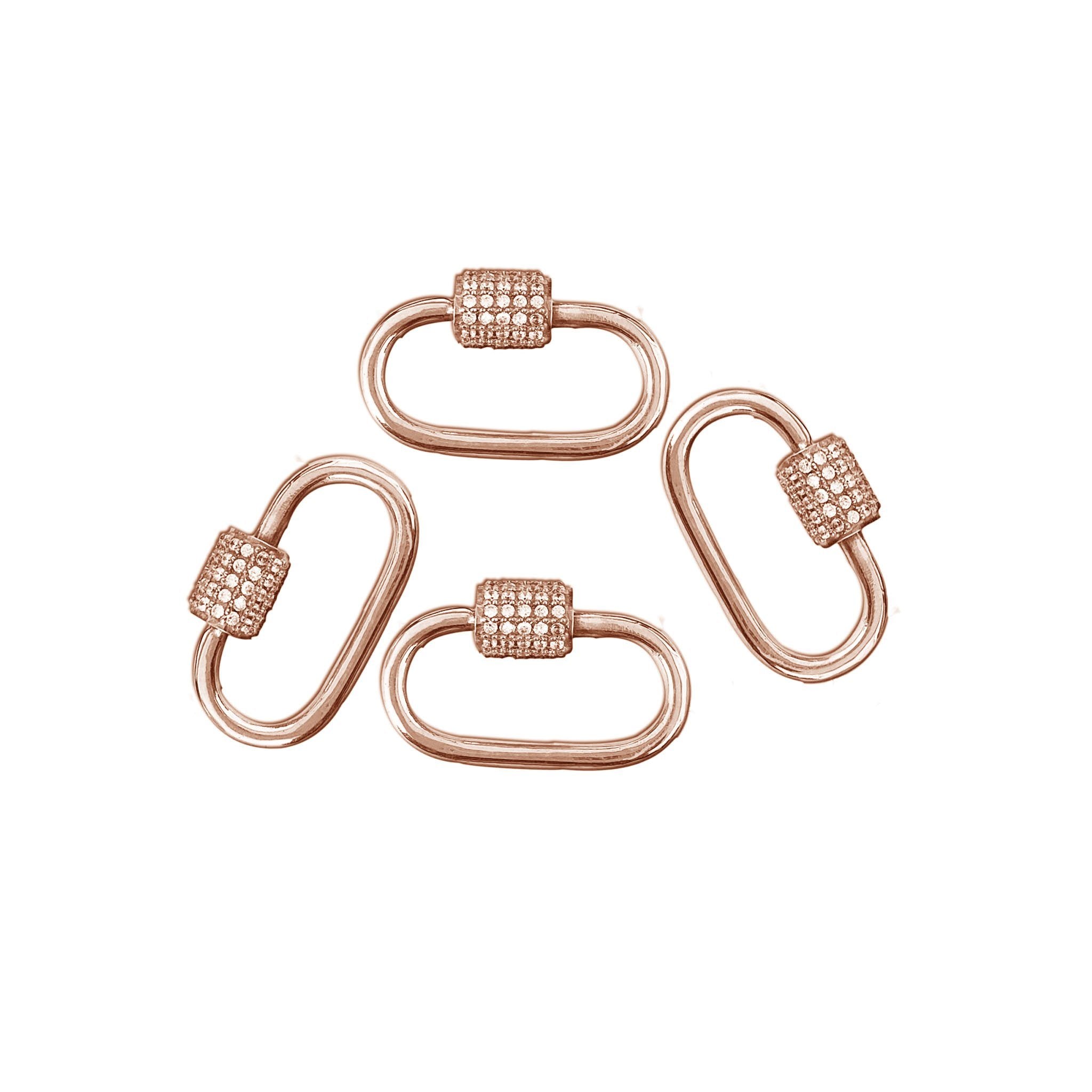 SL-8024-RG-27X14MM Rose Gold Overlay Carabiner lock With Cubic Zirconia Jewelry Bali Designs Inc