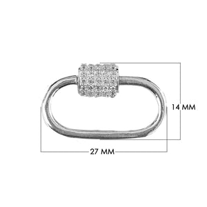 SL-8024-SL-27X14MM Silver Overlay Carabiner lock With Cubic Zirconia Jewelry Bali Designs Inc