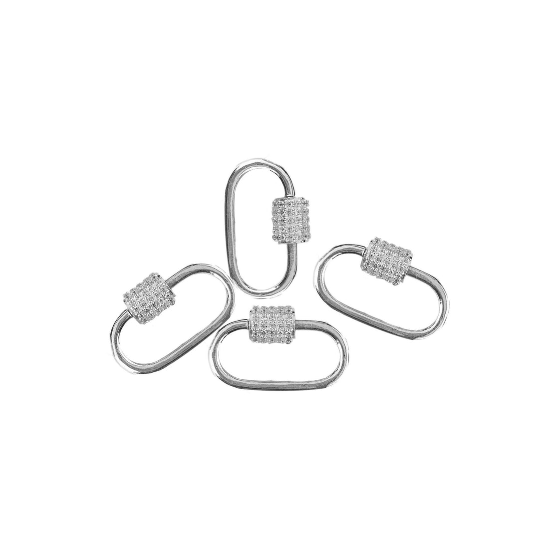 SL-8024-SL-27X14MM Silver Overlay Carabiner lock With Cubic Zirconia Jewelry Bali Designs Inc 