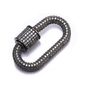 SL-8025-BR-28X17MM Black Rhodium Overlay Carabiner lock With Cubic Zirconia Beads Bali Designs Inc