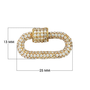 SL-8025-GD-25X13MM 18K Gold Overlay Carabiner lock With Cubic Zirconia Jewelry Bali Designs Inc