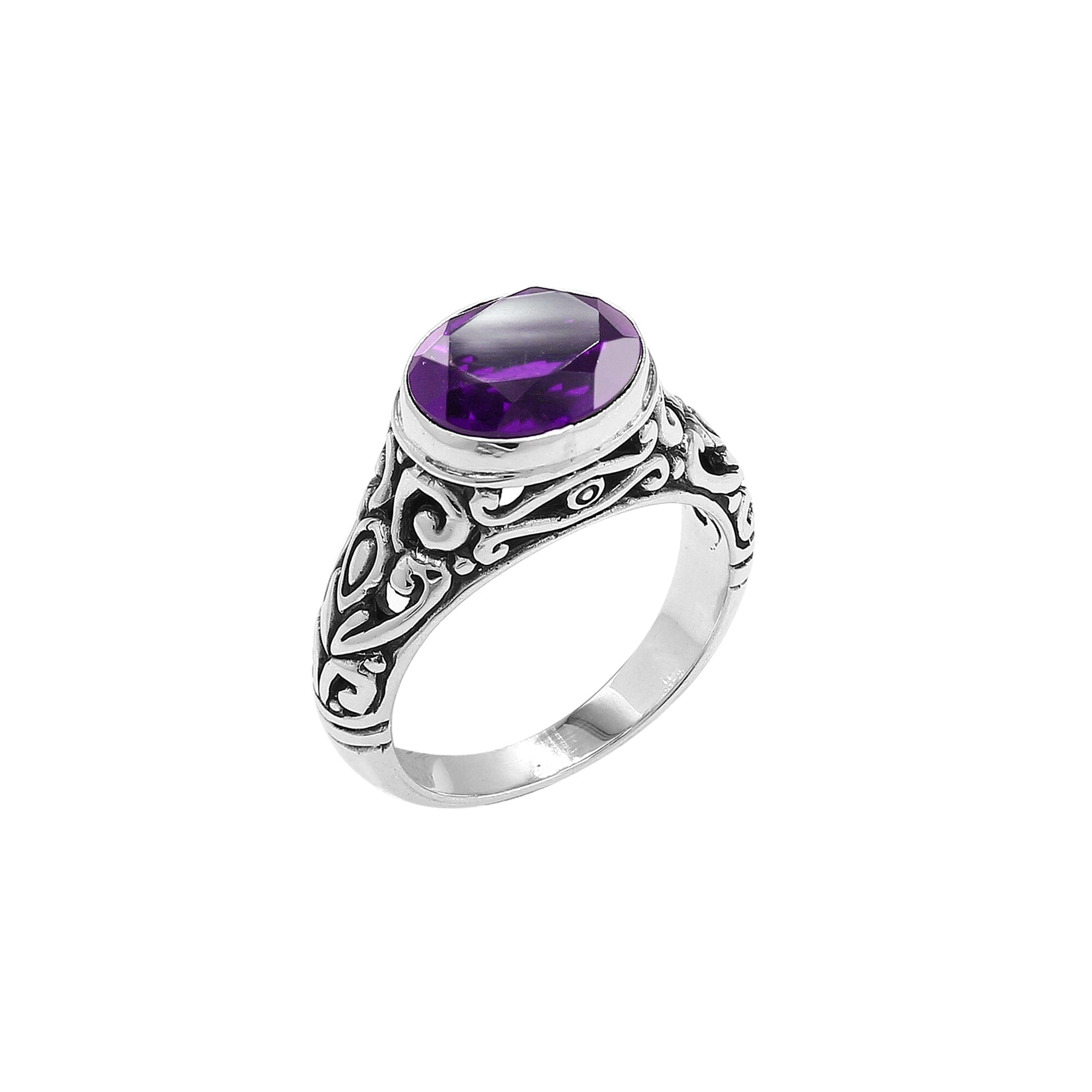 Sterling Silver handcrafted ring with Amethyst Quartz wholesale from Bali, Indonesia