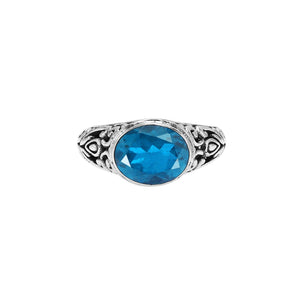 Sterling Silver handcrafted ring with Blue Topaz Quartz gemstone wholesale from Bali, Indonesia