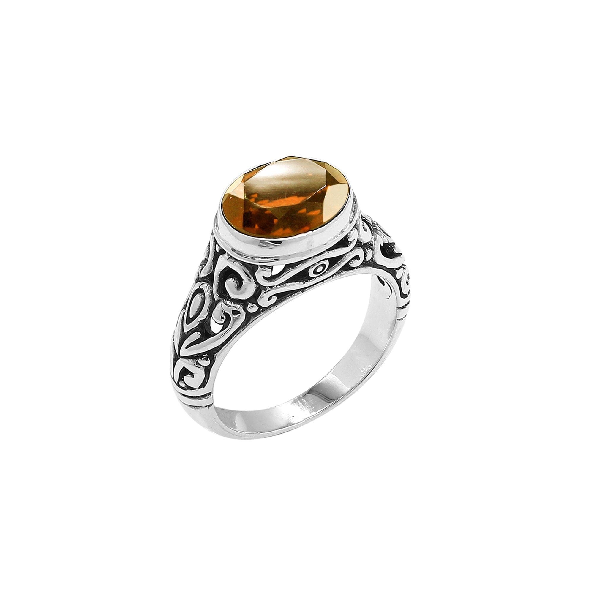 Sterling Silver handcrafted ring with Citrine Quartz wholesale from Bali, Indonesia