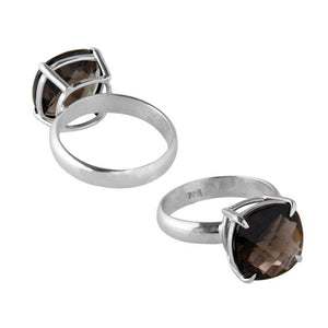 Sterling Silver handcrafted ring with Smoky Quartz wholesale from Bali, Indonesia