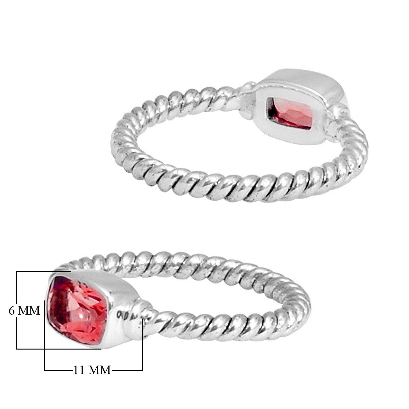 Wholesale Sterling Silver Garnet Quartz Cushion Rope Ring – 925 Silver Jewelry From Bali