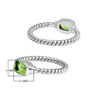Wholesale Sterling Silver Peridot Quartz Cushion Rope Ring – 925 Silver Jewelry From Bali