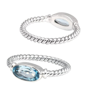 Wholesale Sterling Silver Blue Topaz Quartz Marquise Rope Ring – 925 Silver Jewelry From Bali