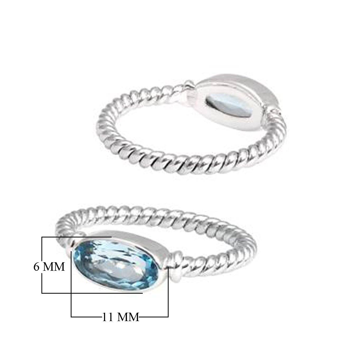 Wholesale Sterling Silver Blue Topaz Quartz Marquise Rope Ring – 925 Silver Jewelry From Bali