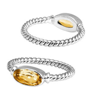 Wholesale Sterling Silver Citrine Quartz Marquise Rope Ring – 925 Silver Jewelry From Bali