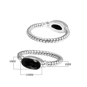 Wholesale Sterling Silver Black Onyx Marquise Rope Ring – 925 Silver Jewelry From Bali