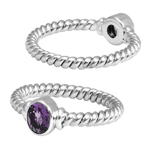 Wholesale Sterling Silver Amethyst Quartz Round Rope Ring – 925 Silver Jewelry From Bali