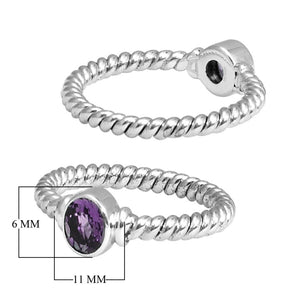 Wholesale Sterling Silver Amethyst Quartz Round Rope Ring – 925 Silver Jewelry From Bali