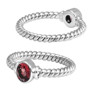 Wholesale sterling silver Garnet Quartz rope band ring handcrafted in Bali.