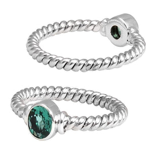 Wholesale sterling silver Green Quartz rope band ring handcrafted in Bali.