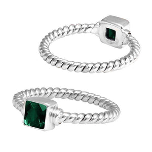 Wholesale sterling silver Green Quartz square rope band ring handcrafted in Bali.