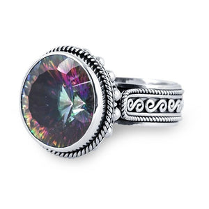 Wholesale Sterling Silver Mystic Quartz Ring With Rope And Swirl Detailing Handcrafted In Bali