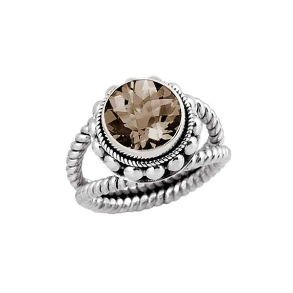 SR-7981-ST-7" Sterling Silver Ring With Smokey Quartz Jewelry Bali Designs Inc 