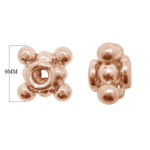Bali floral spacer component in rose gold overlay over copper handcrafted in India for wholesale jewelry manufacturing
