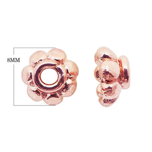 Bali petal spacer components in rose gold overlay over copper handcrafted in India for wholesale jewelry manufacturing