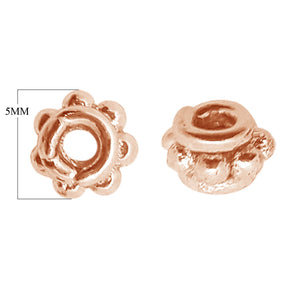 Bali dome spacer components in rose gold overlay over copper handcrafted in India for wholesale jewelry manufacturing