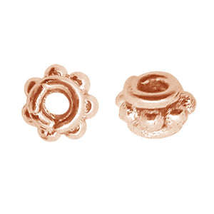 Bali dome spacer components in rose gold overlay over copper handcrafted in India for wholesale jewelry manufacturing
