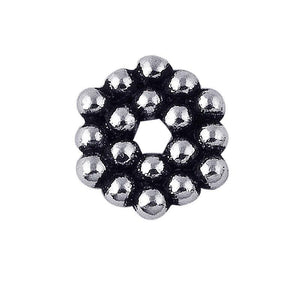 Circular beaded ring spacer bead with center hole, Silver Overlay Over Copper, handcrafted in India for wholesale jewelry making.