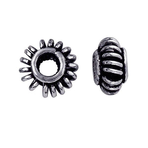 Artisan Silver Overlay Over Copper Sunflare Rope Detailed Bali Spacers With Oxidized Finish