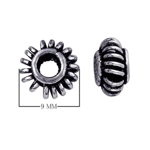 Artisan Silver Overlay Over Copper Sunflare Rope Detailed Bali Spacers With Oxidized Finish